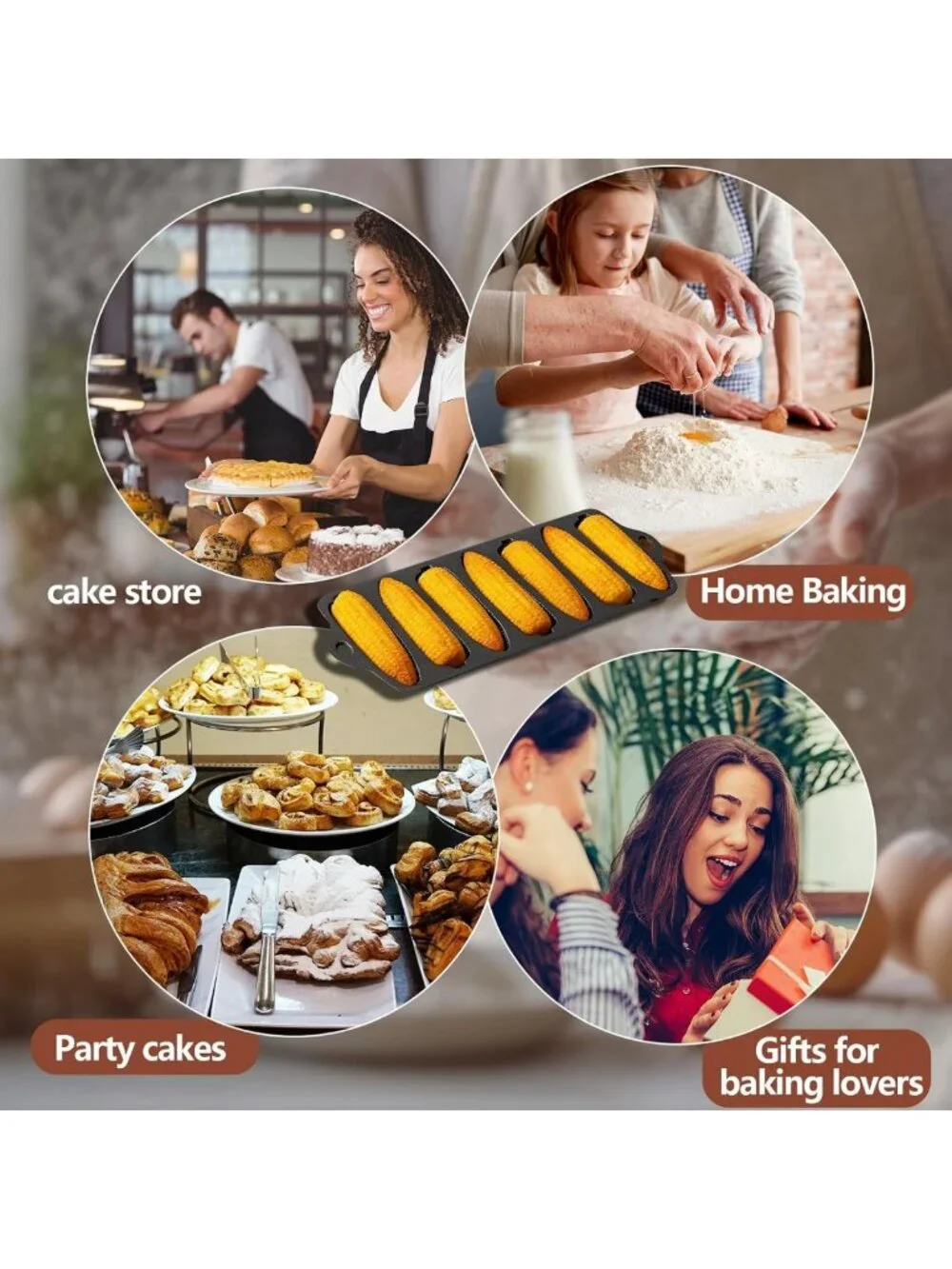 Cast Iron Corn Stick Pan with 7 Molds - Perfect for Cornbread, Cakes & Corndogs